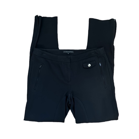 Theory Riding Jodhpurs Pant Women's 6 Black Knit Ankle Zippers Zip Pockets - Picture 1 of 13